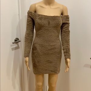 “Teddy Bear” off the shoulder dress, soft &cuddly
